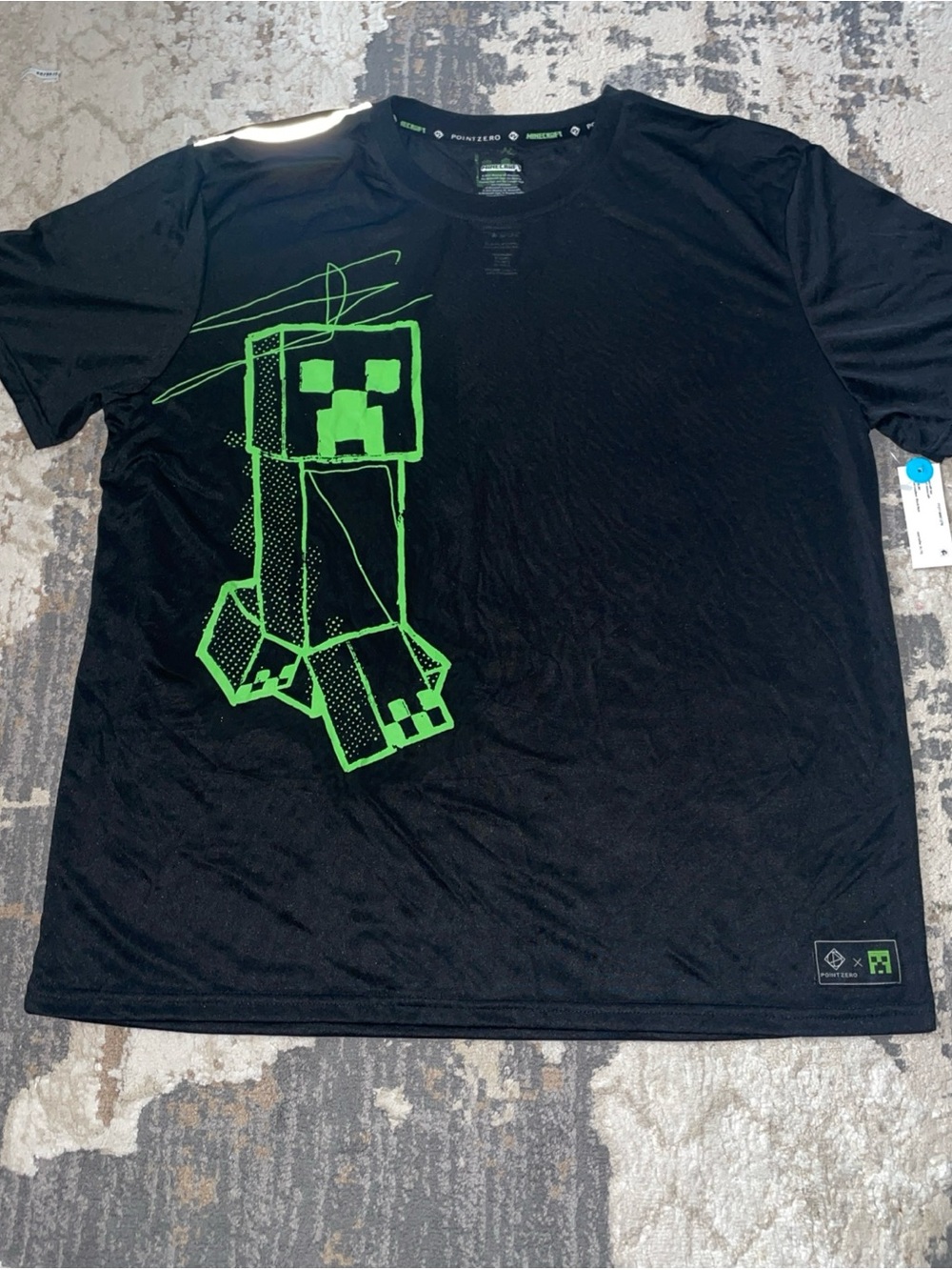 Minecraft shirt Black Tee with Green Pixel Patch